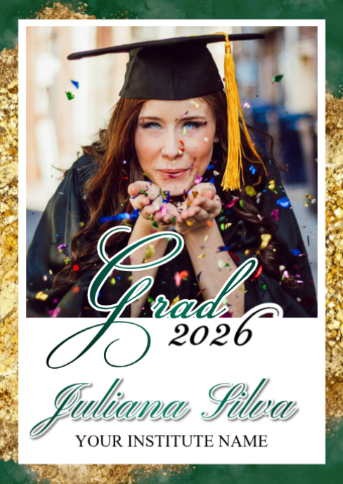 White Modern & Minimal Graduation Greeting A6 Template | PosterMyWall