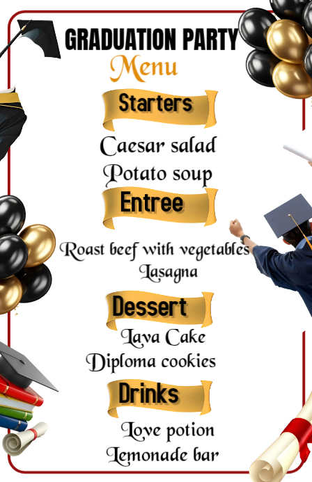 Copy of White Modern & Minimal Graduation Menu Template Half Page Wide ...