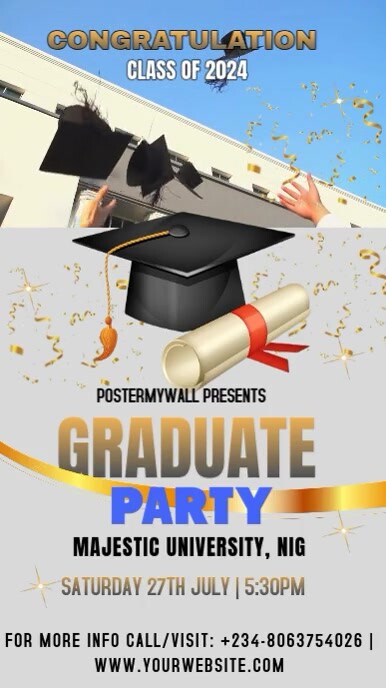 White Modern & Minimal Graduation Party Flyer  Instagram Story template
