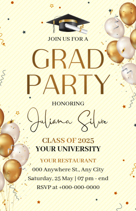 Copy of White Modern & Minimal Graduation Party Invitation | PosterMyWall