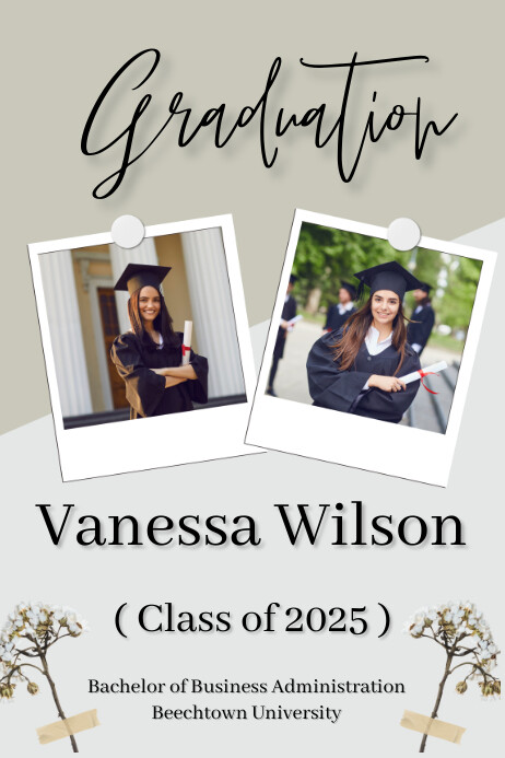 White Modern & Minimal Graduation Poster Template | PosterMyWall