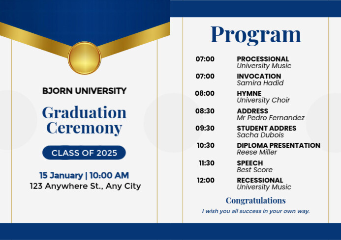 Graduation Templete Program 501+ Free Graduation Program Templates | PosterMyWall