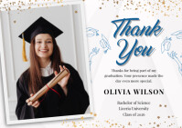 White Modern & Minimal Graduation Thank You Card Kartu Pos Postcard template