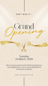White Modern & Minimal Grand Opening Announcement Instagram Story template
