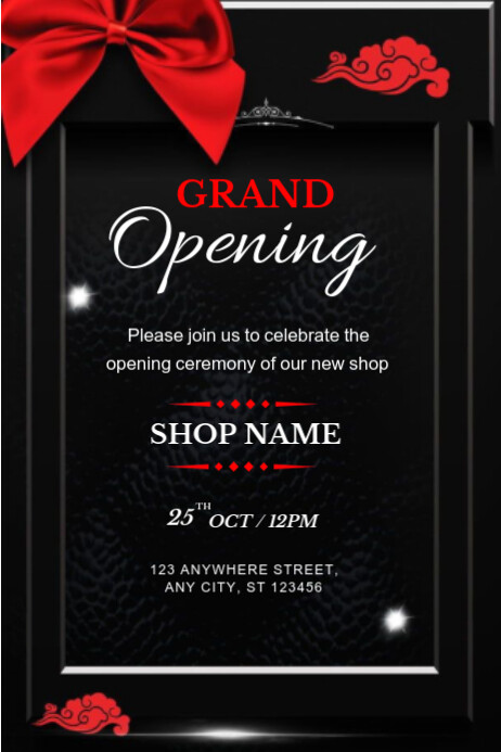 White Modern & Minimal Grand Opening Ceremony  Poster template