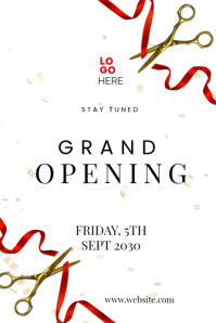White Grand Opening Poster Template