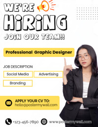 White Modern & Minimal Graphic Designer Job Vacancy Flyer (us Letter) template