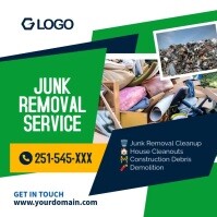 White Modern & Minimal Green Blue Junk Removal Service Instagram Post Instagram-bericht template