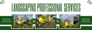 White Modern & Minimal Green Lanscaping Professional Services Header Email template