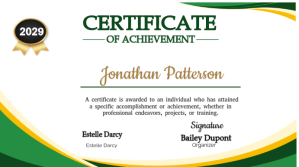 White Certificate of Achievement Digital Display Template