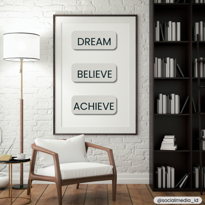 White Modern & Minimal Grey 3d Wall Frame Mockup Instagram Post template