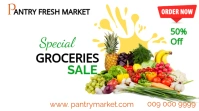 White Modern & Minimal Grocery Web Banner  Digital Display (16:9) template