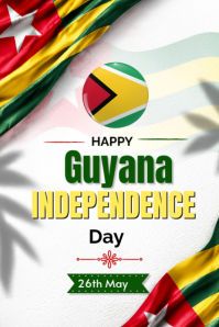 White Modern & Minimal Guyana Independence Day Pinterest Graphic template