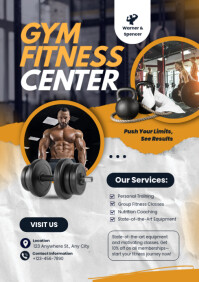 White Modern & Minimal Gym Fitness Center A4 template