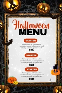 White Modern & Minimal Halloween Menu Poster โปสเตอร์ template