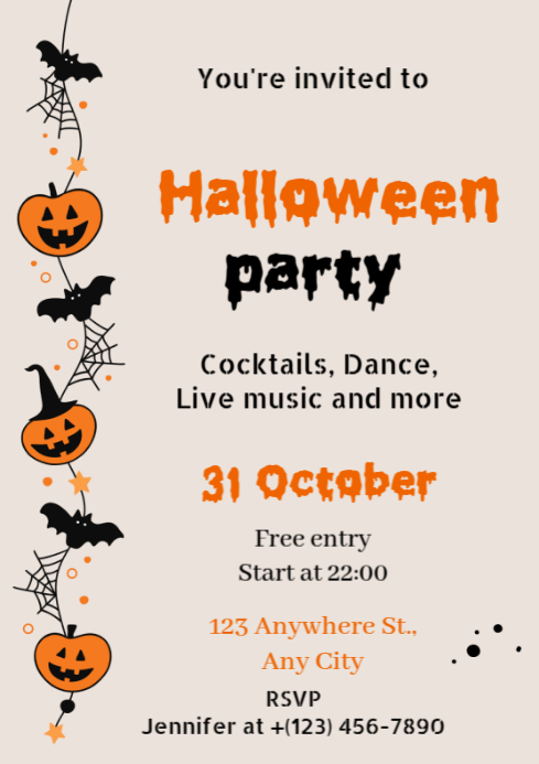 White Modern & Minimal Halloween Party 2025 A4 Template | PosterMyWall