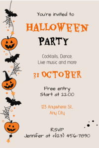 White Modern & Minimal Halloween Party 2025 Poster template