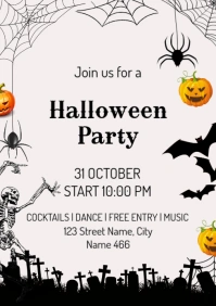White Modern & Minimal Halloween Party  A2 template