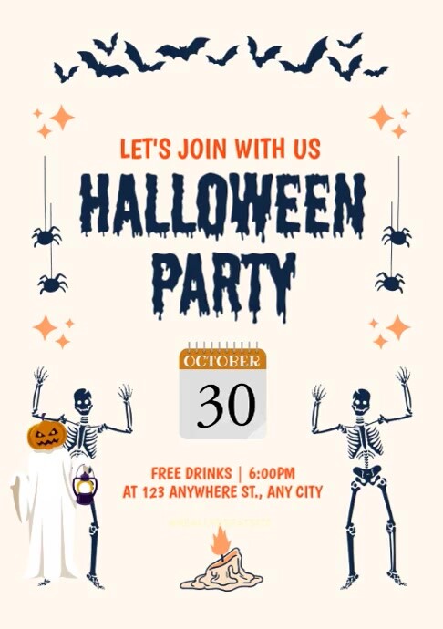 White Modern & Minimal Halloween Party A4 Template | PosterMyWall