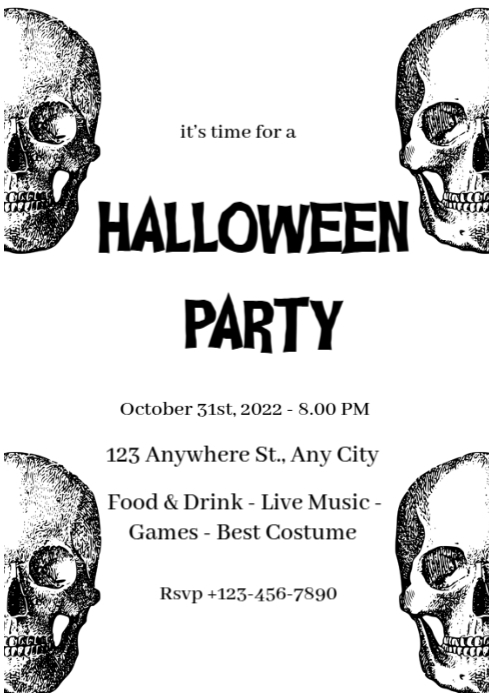 White Modern & Minimal Halloween Party A4 Template | PosterMyWall
