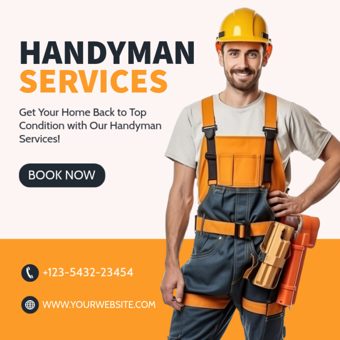 White Modern & Minimal Handyman Service Instagram Post template