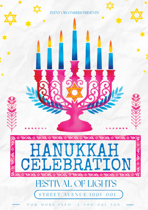White Modern &amp; Minimal Hanukkah Celebration Flyer A3 Template ...