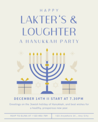 White Modern & Minimal Hanukkah Celebration Party Invitation Ad Flyer Instagram Portrait template