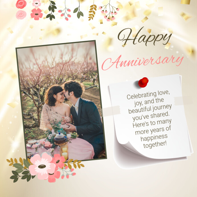 White Modern & Minimal Happy Anniversary Instagram Post Iphosti le-Instagram template