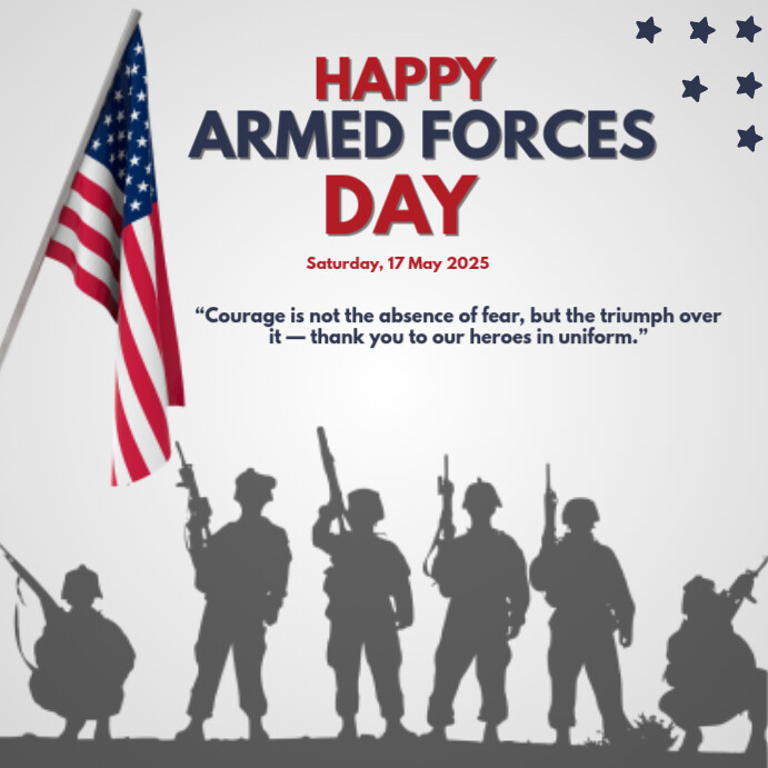 White Modern & Minimal Happy Armed Forces Day Instagram Post Template ...