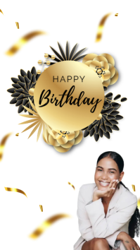 White Modern & Minimal Happy Birthday Gold And Black Clean Instagram Story template