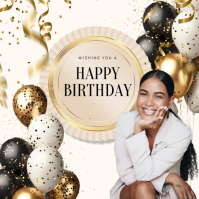 White Modern & Minimal Happy Birthday  Instagram Post template