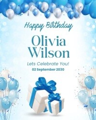 White Modern & Minimal Happy Birthday Instagram Portrait template