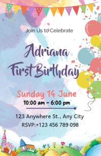 White Modern & Minimal Happy Birthday Poster Template Tabloid