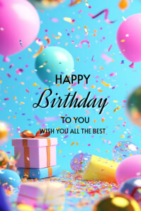White Modern & Minimal Happy Birthday To You  Poster template