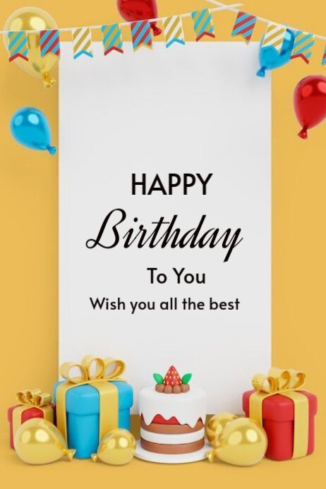 White Modern & Minimal Happy Birthday To You  Poster Plakkaat template