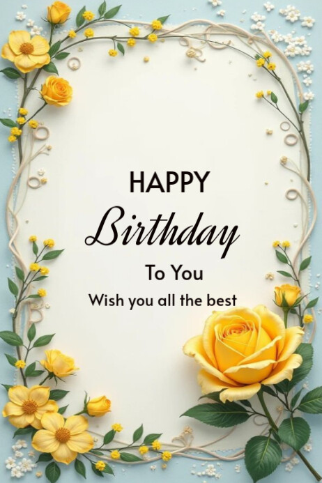 White Modern & Minimal Happy Birthday To You  Poster Plakkaat template