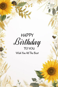 White Modern & Minimal Happy Birthday To You  Poster template