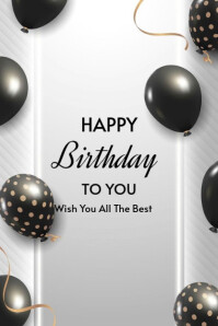 White Modern & Minimal Happy Birthday To You  Poster template