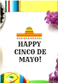 Hvid White Modern & Minimal Happy Cinco De Mayo Poster  A2 A2 Template