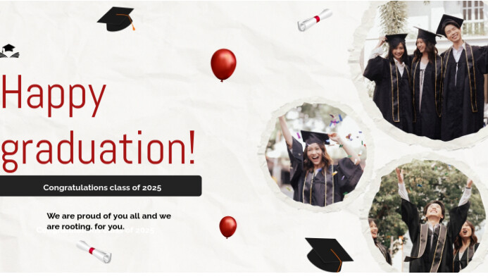 Graduatin Header White Modern & Minimal Happy Graduation 2025 Blog Header เทมเพลต ...