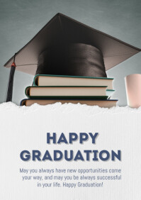 White Modern & Minimal Happy Graduation A4 template