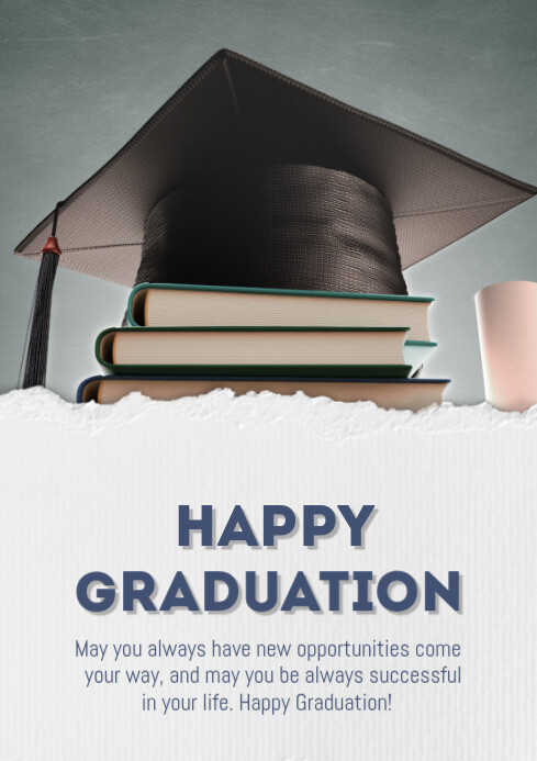White Modern & Minimal Happy Graduation A4 template