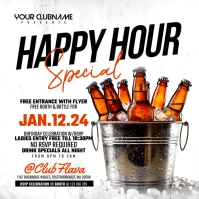 White Modern & Minimal Happy Hour Instagram P template