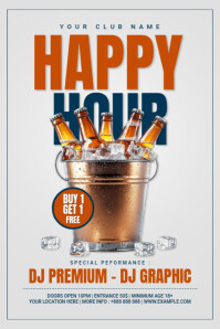 White Modern & Minimal Happy Hour  Poster 海报 template
