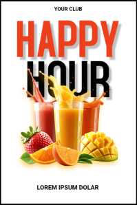 White Modern & Minimal Happy Hour Promotion Poster 海报 template