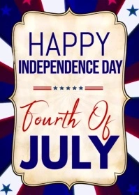 White Modern & Minimal Happy Independence Day A6 template