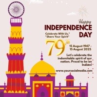White Modern & Minimal Happy Independence Day India  Instagram Post template