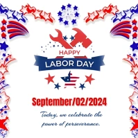 White Modern & Minimal Happy Labor Day Logo template