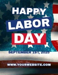 White Modern & Minimal Happy Labor Day Pamflet (letter As) Flyer (US Letter) template
