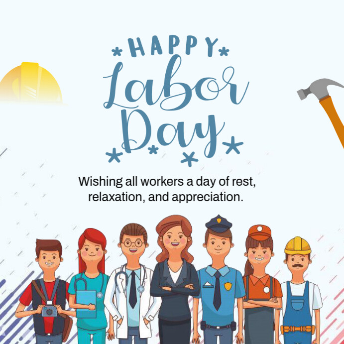 White Modern & Minimal Happy Labor Day Wishes Template Instagram Post
